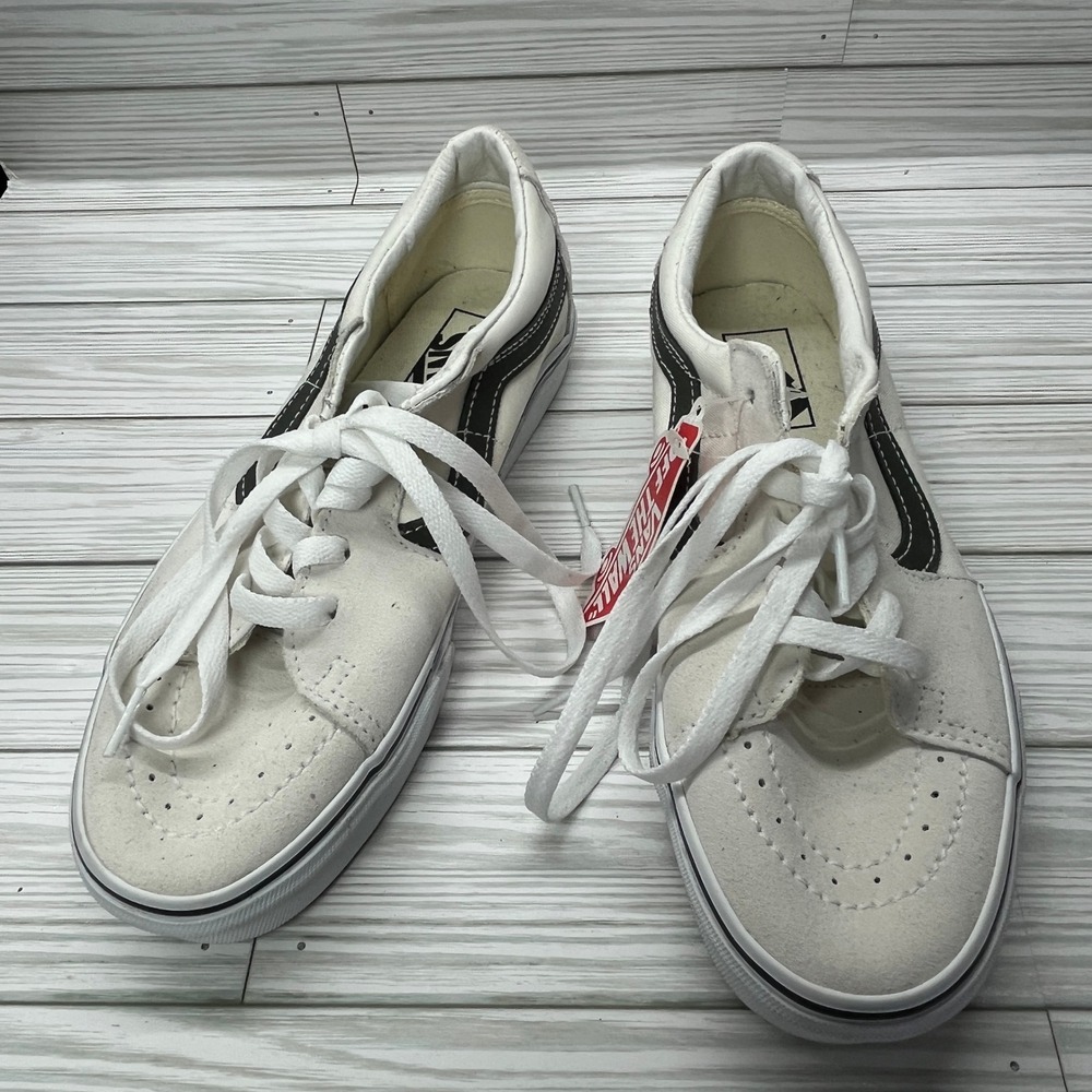 Vans‎ Sk8-Low Marshmallow Black Suede Canvas Sneakers Womens 8.5 Mens 7 NEW